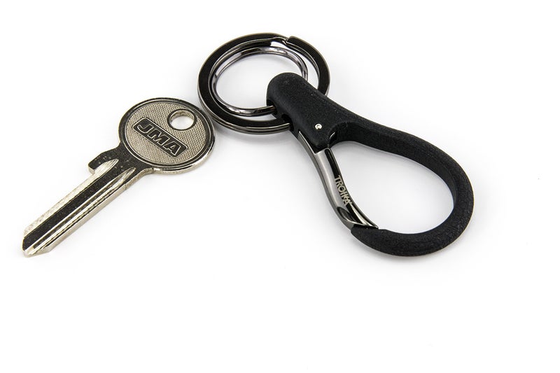 Troika KR17-09/GM Key Organiser with 2 Rings Carabiner Lacquered Key Organiser Glossy Black/Gunmetal Grey, Black, 8cm, Keyring - Image 5